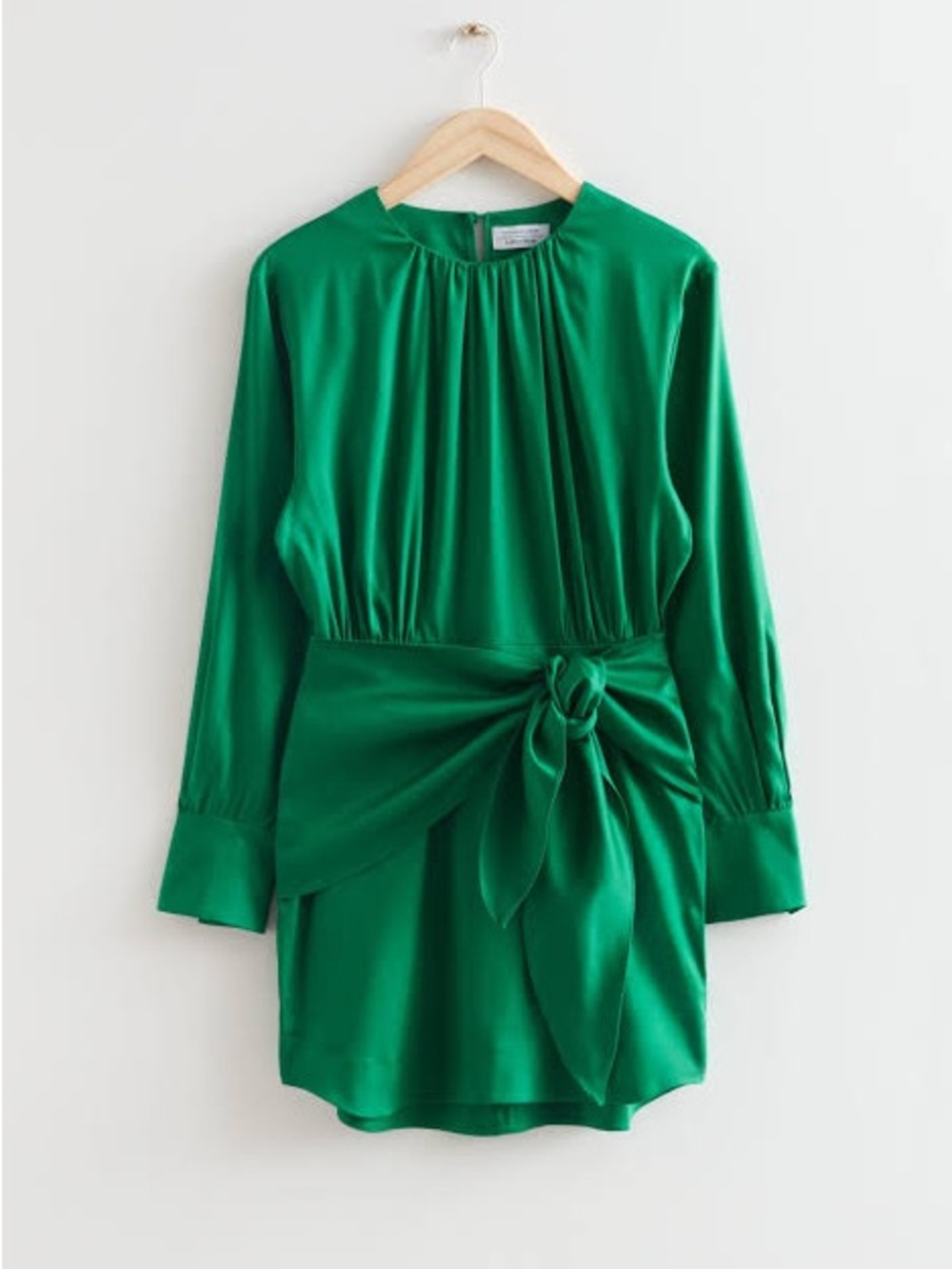& other stories backless Emerald Green Tie-Front mini Dress